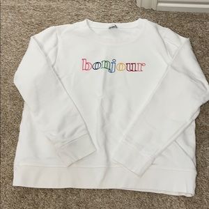 J.Crew Factory Cropped Bonjour Sweatshirt